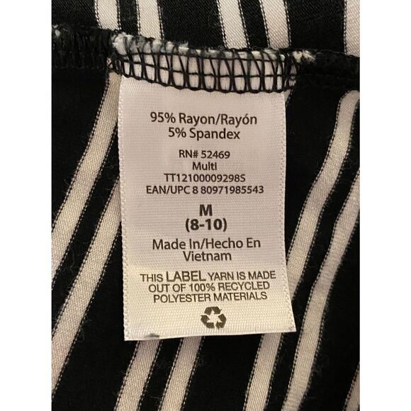 Woman’s Time And Tru SZ M (8-10) Black/White Striped Dress - Picture 2 of 5